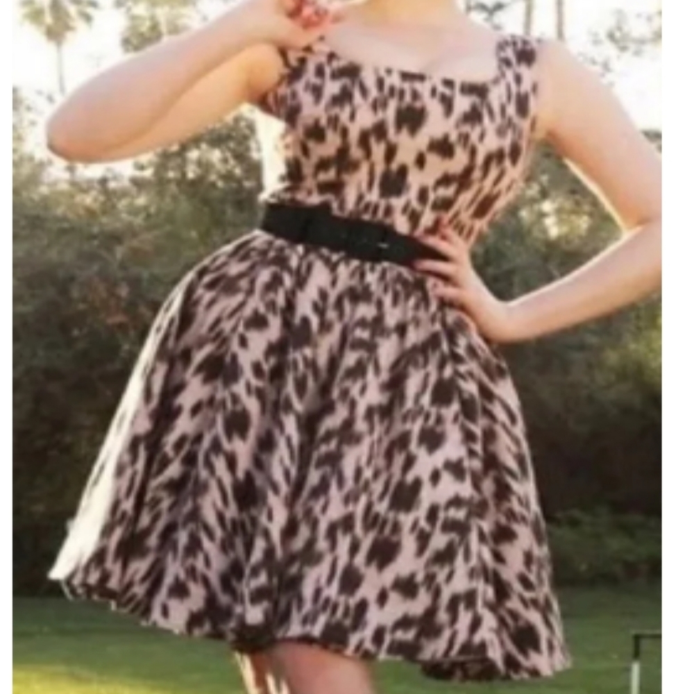 1X PUG Laura Byrnes Black Label Lana Canvas dress in Melting Leopard print